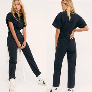 NWT $128 Free People We the Free Marci Coverall Womens Black Jumpsuit Denim S
